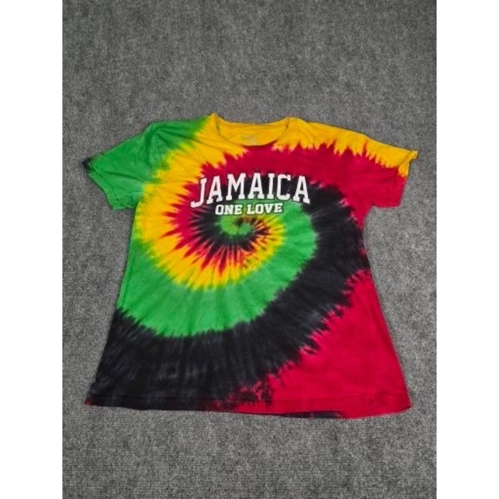 TGL Jamaica One Love Tie Dye T-Shirt Womens Large Rasta Colors Graphic Tee L